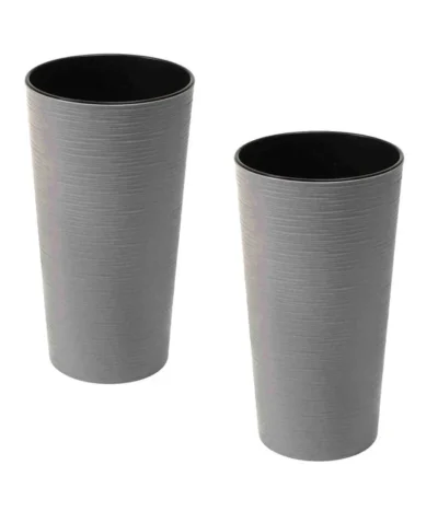 Siena Garden Kunststoff-Säulen ECO Locon, Konisch, Grau, Ca. Ø30/H57 Cm, 2er-Set