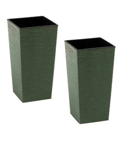 Siena Garden Kunststoff-Topf ECO Nizza, Konisch, Grün, Ca. B25/H46,5/T25 Cm, 2er-Set