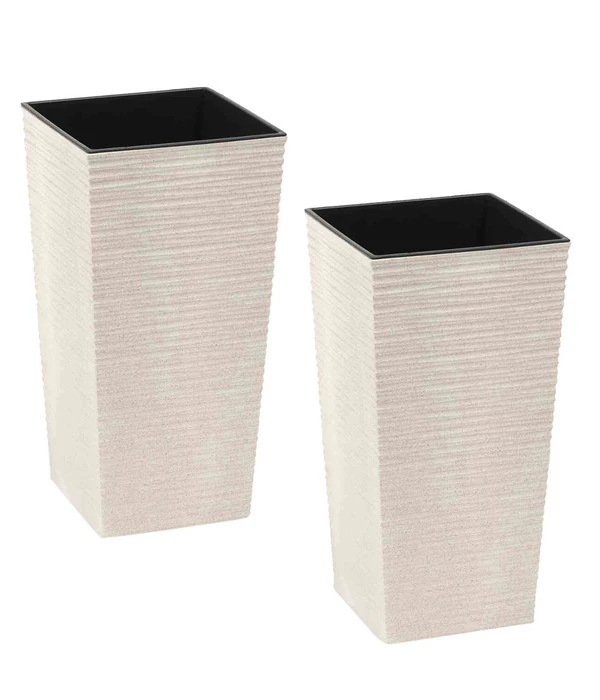 Siena Garden Kunststoff-Topf ECO Nizza, Konisch, Weiß, Ca. B25/H46,5/T25 Cm, 2er-Set 3 Siena Garden Kunststoff-Topf ECO Nizza, Konisch, Weiß, Ca. B25/H46,5/T25 Cm, 2er-Set