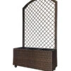 Dehner Polyrattan-Kasten Mit Spalier Und Rollen, Ca. B81/H144/T33 Cm, Braun -Haus Pflanzen Welt 6727259 WE FS 001 DehnerPolyrattanBlumenkastenmitSpalier