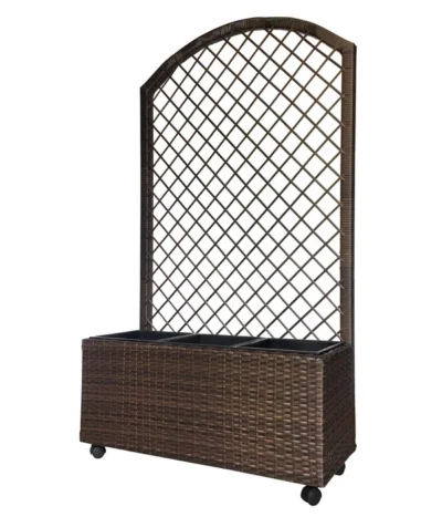 Dehner Polyrattan-Kasten Mit Spalier Und Rollen, Ca. B81/H144/T33 Cm, Braun