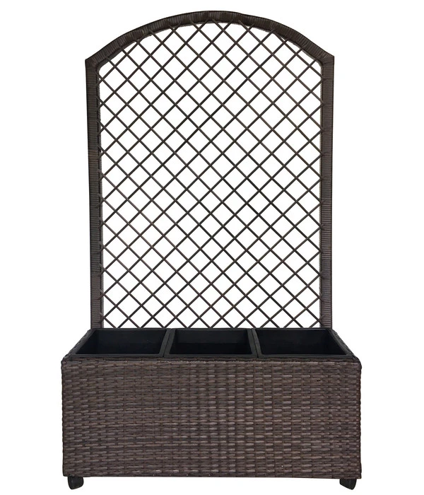 Dehner Polyrattan-Kasten Mit Spalier Und Rollen, Ca. B81/H144/T33 Cm, Braun 4 Dehner Polyrattan-Kasten Mit Spalier Und Rollen, Ca. B81/H144/T33 Cm, Braun – Bild 2