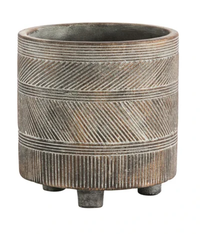 Dehner Beton-Übertopf Nola, Rund, Grau-kupfer