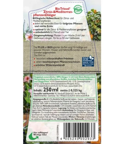 Neudorff® BioTrissol® Plus Zitrus- Und Mediterran Pflanzendünger, 250 Ml 5 Neudorff® BioTrissol® Plus Zitrus- Und Mediterran Pflanzendünger, 250 Ml -Haus Pflanzen Welt 6759591 WE DE 001 NeudorffBioTrissolPlusZitrusundMediterranpflanzenPflanzenDuenger250ml