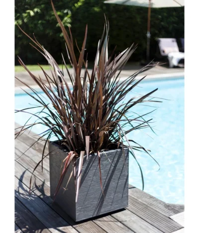 EDA-plastiques Kunststoff-Topf Graphit, Gerillt -Haus Pflanzen Welt 6763643 WE MO 001 PflanztopfGrap40x40