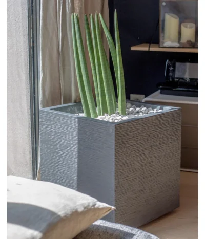 EDA-plastiques Kunststoff-Topf Graphit, Gerillt -Haus Pflanzen Welt 6763643 WE MO 002 PflanztopfGrap40x40