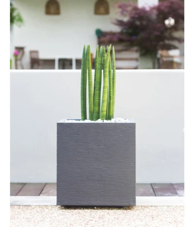 EDA-plastiques Kunststoff-Topf Graphit, Gerillt -Haus Pflanzen Welt 6763643 WE MO 003 PflanztopfGrap40x40