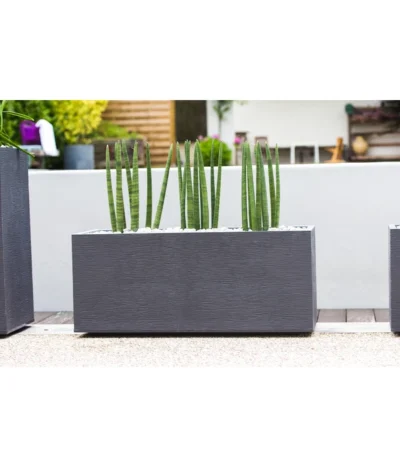 EDA-plastiques Kunststoff-Kasten Graphit, Anthrazit, Ca. B99,5/H43,5/T39,5 Cm -Haus Pflanzen Welt 6763908 WE MO 001 PflanzkastenGrap100cm