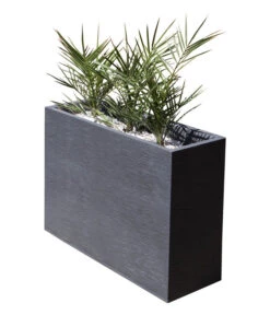 EDA-plastiques Kunststoff-Kasten Graphit, Gerillt, Anthrazit -Haus Pflanzen Welt 6763932 WE FS 002 PflanzkastenGrap79cm