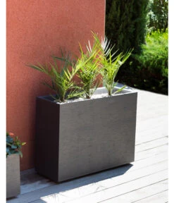 EDA-plastiques Kunststoff-Kasten Graphit, Gerillt, Anthrazit -Haus Pflanzen Welt 6763932 WE MO 001 PflanzkastenGrap79cm