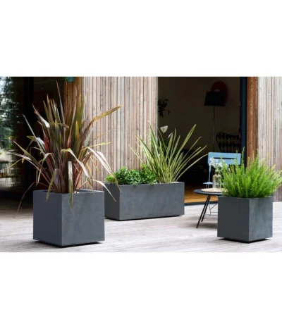 EDA-plastiques Kunststoff-Topf Basalt, Quadratisch, Anthrazit, Ca. B39,5/H43,5/T39,5 Cm -Haus Pflanzen Welt 6763973 6763965 WE MO 003 KunststoffTopfKunststoffKastenBasalt 1