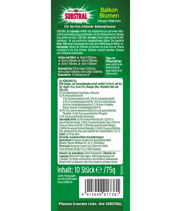 Substral® Düngestäbchen Für Balkonblumen, 10 Stk. 4 Substral® Düngestäbchen Für Balkonblumen, 10 Stk. – Bild 2