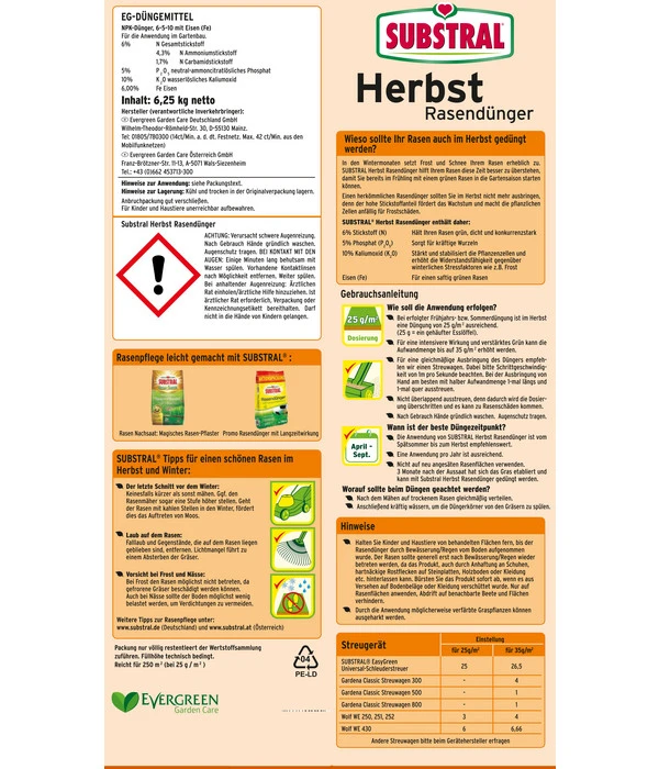 Substral® Herbst Rasendünger, 6,25 Kg 4 Substral® Herbst Rasendünger, 6,25 Kg – Bild 2