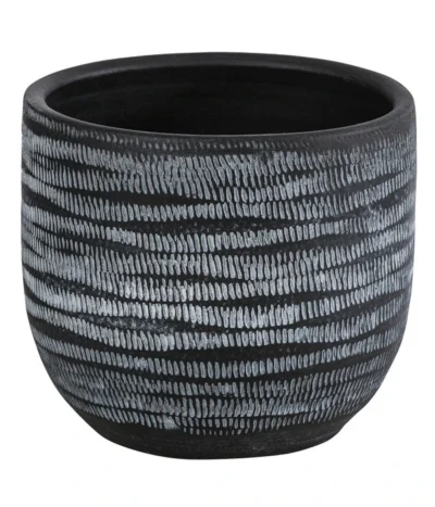 Dehner Keramik-Übertopf Mavie, Rund, Anthrazit