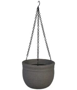 Vasar Kunststoff-Hängeampel Mit Rillen Ghisa, Rund, Dunkelgrau, Ca. Ø25/H19 Cm