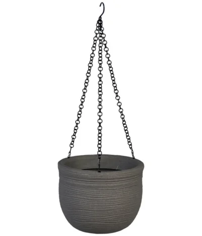 Vasar Kunststoff-Hängeampel Mit Rillen Ghisa, Rund, Dunkelgrau, Ca. Ø25/H19 Cm