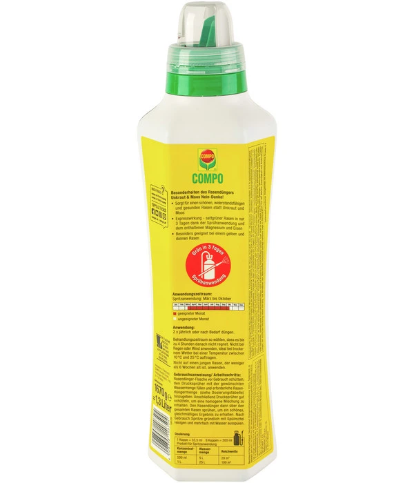 COMPO Rasendünger Unkraut & Moos Nein Danke!, 1,3 L 4 COMPO Rasendünger Unkraut & Moos Nein Danke!, 1,3 L – Bild 2