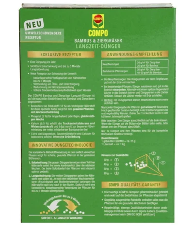COMPO Bambus & Ziergräser Langzeit-Dünger, 850 G -Haus Pflanzen Welt 6958540 WE DE 001 CompoBambusZiergraeserLD