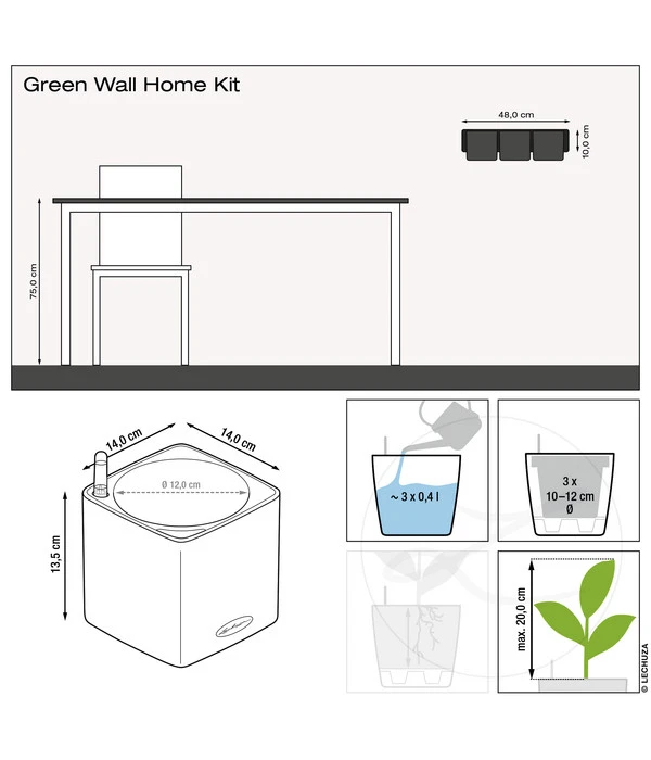 LECHUZA® CUBE Color Green Wall Home Kit, Ca. B48/H14/T15 Cm 7 LECHUZA® CUBE Color Green Wall Home Kit, Ca. B48/H14/T15 Cm – Bild 5