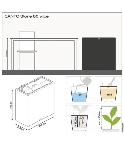 LECHUZA® Kunststoff-Kasten Canto Stone, Rechteckig, Ca. B79/H76/T37 Cm -Haus Pflanzen Welt 6963235 WE IG 001 LechuzaCantoStone80Wide