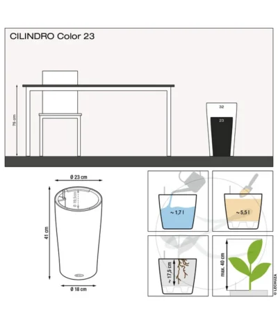 LECHUZA® CILINDRO Color, All-in-One Set 13 LECHUZA® CILINDRO Color, All-in-One Set -Haus Pflanzen Welt 6963318 6963326 WE MO 01 CilindroColorWeissAnthr