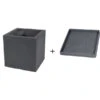 Farmet New Doppelwandiger Kunststoff-Kübel Atlantis, Quadratisch, Dunkelgrau, Inkl. Untersetzer