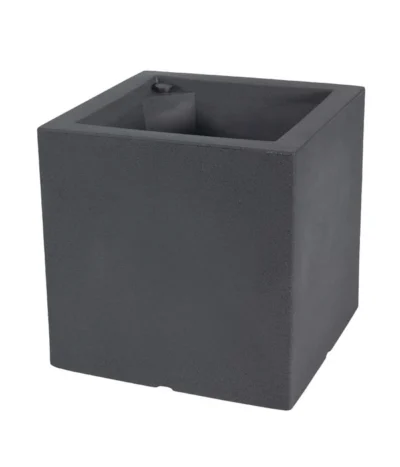 Farmet New Doppelwandiger Kunststoff-Kübel Atlantis, Quadratisch, Dunkelgrau, Inkl. Untersetzer -Haus Pflanzen Welt 6965065 WE FS 001 FarmetNewdoppelwandigerKunststoffKuebelAtlantisrechteckig