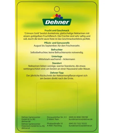 Nektarine 'Crimson Gold' -Haus Pflanzen Welt 7626005 NektarineCrimsonGold Etikett 2