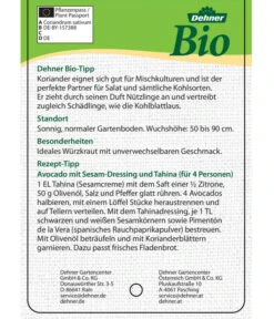 Bioland Koriander -Haus Pflanzen Welt 8001984 BioKoriander Etikett neu 2