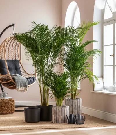 Dehner Holz-Übertopf Luna, Rund, Hellbraun -Haus Pflanzen Welt 8203598 WE MO 001 DypsisLutescensT19 GC01 2022